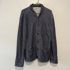 Alex Mill Blue French Terry Cotton Shawl Collar Cardigan Sweater Size Large